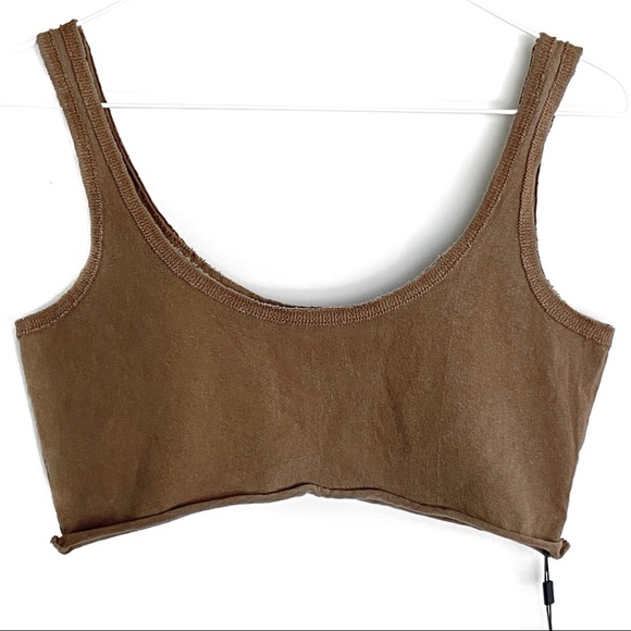 Joah Brown Tops - JOAH BROWN “Sporty Crop” Cut Off Raw Hem Crop Top